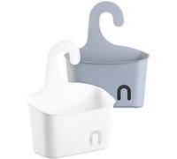 BadeStern 2 corbeilles de douche extensible avec crochet, 1 blanc et 1 gris