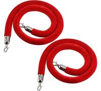 2 cordons rouges en velours à crochets argentés, portée 60-400 cm | Deux cordons de 32 mm à âme en mousse pour musées, salles de réception, salons, halls d’hôtel, scènes et parcours VIP