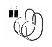 2 cordons tour de cou pour smartphone - coloris noir / métal noir