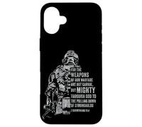 2 Corinthians 10:4 Weapons of Warfare Mighty God Bible Verse Coque pour iPhone 16 Plus