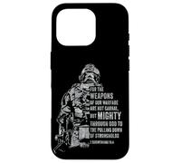 2 Corinthians 10:4 Weapons of Warfare Mighty God Bible Verse Coque pour iPhone 16 Pro
