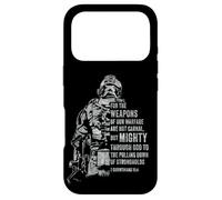 2 Corinthians 10:4 Weapons of Warfare Mighty God Bible Verse Coque pour iPhone 17 Pro