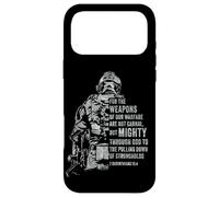 2 Corinthians 10:4 Weapons of Warfare Mighty God Bible Verse Coque pour iPhone 17 Pro Max