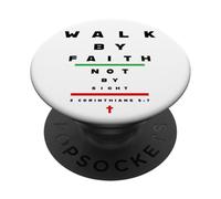 2 Corinthians 5:7 - Walk by Faith Not by Sight Vision Chart PopSockets PopGrip Adhésif
