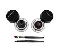 2 cosmétiques de maquillage de maquillage d'oeil de gel d'eye-liner de longue durée imperméable avec la brosse 2pcs(Noir + brun)