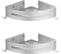 2 couches d'argent salle de bain étagère d'angle panier triangle rack organisateur étagère de douche savon panier salle de bain triangle rack de l'espace en aluminium