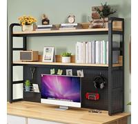 2 Couches DIY Étagère Livre Bibliothèque Organisateur De Bureau À Poser - Étagère De Bureau, Étagère De Rangement en Bois Et Métal, Présentoir De Stockage Multifonctionnel(White,115X27X104cm)