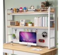 2 Couches DIY Étagère Livre Bibliothèque Organisateur De Bureau À Poser - Étagère De Bureau, Étagère De Rangement en Bois Et Métal, Présentoir De Stockage Multifonctionnel(Black,95X27X104cm)
