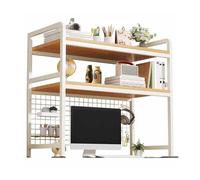2 Couches DIY Étagère Livre Bureau Bibliothèque Organisateur De Bureau À Poser, Étagère De Rangement De Comptoir Polyvalente En Métal/bois Présentoir, Étagères De Rangement De Table(White,115*20*98CM)