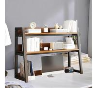 2 Couches DIY Étagère Livre Bureau Bibliothèque Organisateur De Bureau À Poser, Industriel Bibliothèque De Table, Supports D'imprimante En Bois Et En Métal, Étagère De Rangement D'affichage(55X32X90CM