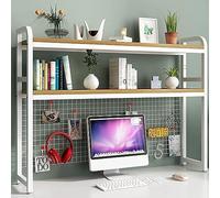 2 Couches DIY Étagère Livre Bureau Bibliothèque Organisateur De Bureau À Poser, Présentoir De Rangement De Bureau En Grille, Étagère De Rangement En Bois Et Métal, Pour Bureau/salon ( Color : White ,