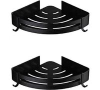 2 couches noir salle de bain étagère d'angle panier triangle rack organisateur étagère de douche savon panier salle de bain triangle rack de l'espace en aluminium
