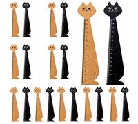 2 Couleurs 20 Pièce Règle Bois, Règle Créative Bois, Règle Forme Chat, pour Enfants, Étudiants, Famille, École, Bureau (Marron et Noir)