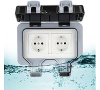 2 couloirs IP66 en saillie en milieu humide Prise murale étanche avec couvercle Prise extérieure Prise de jardin