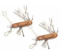 2 couteaux de poche multifonction 16 en 1 avec manche en bois [Pearl]