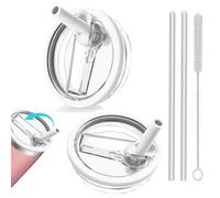 2 Couvercle Etanche pour Stanley Cup 40 oz, Couvercle Gourde pour Stanley, Couvercles de Remplacement Anti-Fuite avec 2 Pailles et 1 Brosse de Nettoyage, Accessoires pour Stanley Cup (Blanc-1)