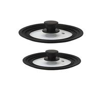 briebe TotaLid Lot de 2 Couvercles Universels pour Poêle avec Bord en Silicone et Verre Trempé, Multidiamètre 16-18-20cm et 24-26-28cm, sans BPA, pour Casseroles, Marmites, Soupape de Vapeur