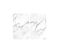 - 2 Couvre-plaques universel design Marbre - 30 x 52 cm - Blanc et noir - Marbre