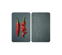 Wenko - 2 Couvre-plaques universel Piment - 30 x 52 cm - Gris et rouge Gris