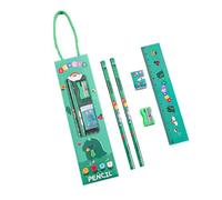2 Crayons + 1 Taille - Crayon + 1 Gomme + 1 Règle De 15 Cm Ensemble Scolaire - Conception Mignonne De Dinosaure - Plaisir De L'apprentissage