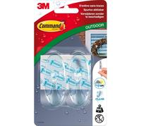 2 Crochets Ovales transparents pour Extérieur 3M Command¿, moyen modèle et 4 languettes, 900g