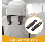 2 crochetts De Siège Auto Universels Pour Appuie-Tête Voiture, Suv, Camion crochetts Organisateur Siège Arrière Voiture Cuir Synthétique Robuste Métal Marron Foncé 17,6 Cm X 4,5 Cm