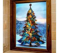 2 Décalques Fenêtre Sapin Noël PVC Grand Double Face
