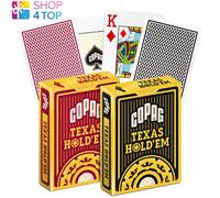 2 Decks Copag Texas Hold'em 100% Plastique Jumba Index Poker Cartes 1 Noir 1 Ro
