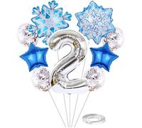2. Décoration D'Anniversaire De La Reine Des Neiges Lot De 2 Ballons En Aluminium Argent Grands Flocons De Neige Ballon Myla[BB1954]