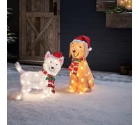 2 Décorations de Noël d'Extérieur Labrador et Westie Lumineux