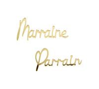 2 DÉCORATIONS PLEXIGLAS PARRAIN MARRAINE 5.5X10CM