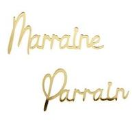 2 décorations plexiglas parrain marraine 5.5x10cm - artifetes 93385 Jaune