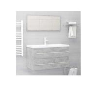 vidaXL Ensemble de meubles de salle de bain 2 pièces gris béton bois composite