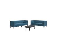 vidaXL Ensemble de canapé Chesterfield et traversins 2pcs bleu velours, canapé, siège de canapé, canapé relax, canapé 3209299