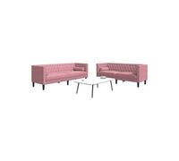 2-delige Loungeset Chesterfield met bolsters fluweel roze3209294