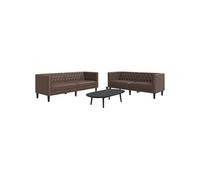 vidaXL Ensemble de canapé Chesterfield 2 pcs marron similicuir, canapé, siège de canapé, canapé relax, canapé confort, 3209276