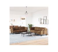 vidaXL Ensemble de canapés 2 pcs velours marron