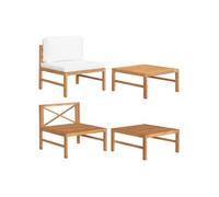 vidaXL 2-delige Loungeset met crÃmekleurige kussens teakhout316110 G