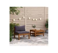 Vidaxl Salon De Jardin 2 Pcs Avec Coussins Gris Foncé Bois D'acacia