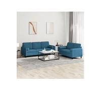 Vidaxl Ensemble De Canapés 2 Pcs Avec Coussins Bleu Velours Bleu