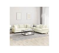 vidaXL 2-delige Loungeset met kussens fluweel crÃmekleurig3202278 Crème G