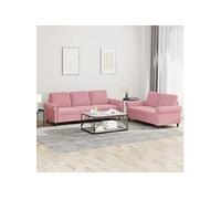 2-delige Loungeset met kussens fluweel roze3202253
