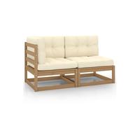 vidaXL 2-delige Loungeset met kussens grenenhout honingbruin805748 G