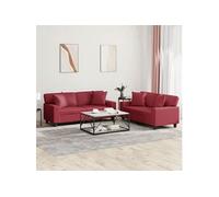 2-delige Loungeset met kussens kunstleer wijnrood3201927