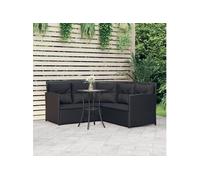 2-delige Loungeset met kussens L-vormig poly rattan zwart 319657