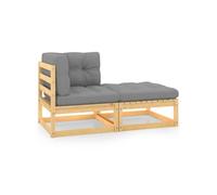 2x Bois de Pin Massif Canapés d'Angle de Jardin avec Coussins Terrasse vidaXL