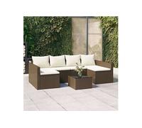2-delige Loungeset met kussens poly rattan bruin362342