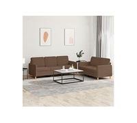 vidaXL Ensemble de canapés 2 pcs avec coussins Marron Tissu