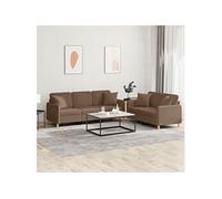 vidaXL 2-delige Loungeset met kussens stof bruin3202137 Marron G
