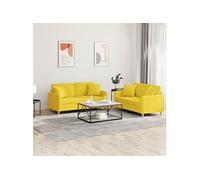 2-delige Loungeset met kussens stof lichtgeel3202107